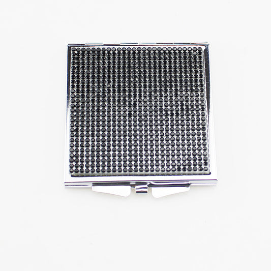 Black Rhinestone Square Compact Mirror