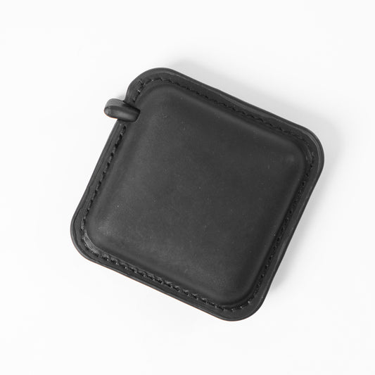 Black Square Leather-Covered Mini Tape Measure