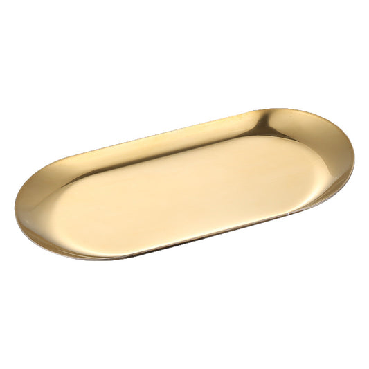 Gold-Tone Oval Stainless Steel Storage Tray, 30 x 12 cm